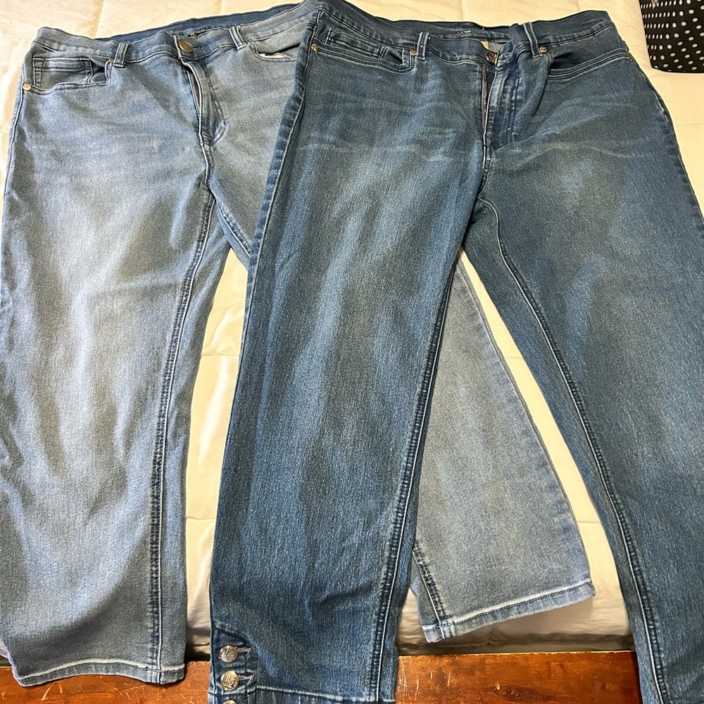 DG2 by Diane Gilman Blue Ankle Cropped Jeans Relaxed Fit